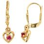 Kinder Boutons Herz 333 Gold Gelbgold 2 Glassteine rosa ros� Ohrringe