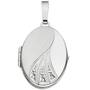 Medaillon oval aus 585 Wei�gold mattiert 3 Diamanten