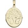 Medaillon oval Blumen 585 Gold Gelbgold Anh�nger zum �ffnen
