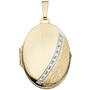 Medaillon oval 333 Gold Gelbgold bicolor eismatt Anh�nger zum �ffnen