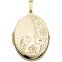 Medaillon oval Blumen 333 Gold Gelbgold Anh�nger zum �ffnen