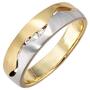 Damen Ring 585 Gelbgold Wei�gold bicolor matt 3 Diamanten (Gr��e: 58) 