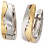 Creolen 585 Wei�gold Gelbgold bicolor matt 6 Diamanten Brillanten 