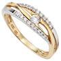 Damen Ring 333 Gelbgold Wei�gold bicolor, mit Zirkonia, Goldring (Gr��e: 50) 