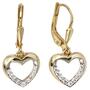 Boutons Herz 333 Gold Gelbgold bicolor mit Zirkonia Ohrringe Ohrh�nger 