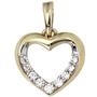 Anh�nger Herz 333 Gold Gelbgold bicolor mit Zirkonia HerzAnh�nger