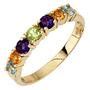 Damen Ring 333 Gelbgold, 2 Amethyste 2 Citrine 1 Peridot 2 Blautopase (Gr��e: 60)