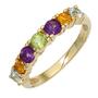 Damen Ring 333 Gelbgold, 2 Amethyste 2 Citrine 1 Peridot 2 Blautopase (Gr��e: 60)