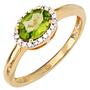 Damen Ring 585 Gelbgold bicolor Peridot gr�n 20 Diamanten Peridotring (Gr��e: 52) 