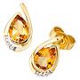 Ohrstecker Tropfen 585 Gold Gelbgold 6 Diamanten 2 Citrine orange 