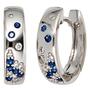 Creolen 585 Wei�gold 18 Diamanten Brillanten 14 Saphire blau Ohrringe