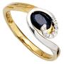 Damen Ring 585 Gelbgold Wei�gold 1 Safir blau 8 Diamanten (Gr��e: 60) 