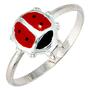 Kinder Ring Marienk�fer 925 Sterling Silber Lackeinlage rot schwarz (Gr��e: 48) 