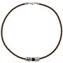 Collier Halskette Leder braun mit Edelstahl und Holz 45 cm Lederkette 