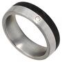 Partner Ring Edelstahl matt mit Carbon 1 Diamant Brillant (Gr��e: 58)