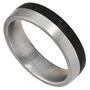 Partner Ring Edelstahl matt, mit Carbon (Gr��e: 58)