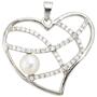 Anh�nger Herz 925 Sterling Silber 1 S��wasser Perle mit Zirkonia