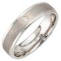 Partner Ring 925 Sterling Silber rhodiniert mattiert 1 Zirkonia (Gr��e: 50) 