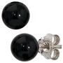 Ohrstecker rund 925 Sterling Silber 2 Onyxe schwarz Ohrringe 