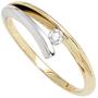 Damen Ring, 585 Gelbgold Wei�gold Diamant Brillant 0,10ct. (Gr��e: 58) 