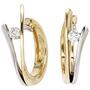 Creolen 585 Gelbgold Wei�gold bicolor 2 Diamanten Brillanten Ohrringe 