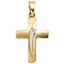 Anh�nger Kreuz 333 Gold Gelbgold mattiert 1 Zirkonia Goldkreuz 