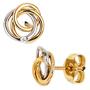 Ohrstecker verschlungen 585 Gelbgold Wei�gold bicolor 2 Diamanten 