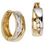 Creolen rund 333 Gold Gelbgold bicolor 6 Zirkonia Ohrringe Goldcreolen 