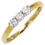 Damen Ring 333 Gelbgold Wei�gold, bicolor 3 Zirkonia, Goldring (Gr��e: 50) 