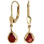 Boutons Tropfen 585 Gold Gelbgold 2 Granate rot Ohrh�nger Goldohrringe 