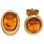 Ohrstecker oval 375 Gelbgold 2 Bernsteine orange Bernsteinohrringe 