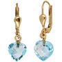Boutons Herz 585 Gelbgold 2 Blautopase hellblau blau Ohrh�nger 