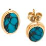 Ohrstecker oval 585 Gold Gelbgold 2 t�rkise t�rkis Goldohrstecker 