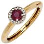 Damen Ring 585 Gelbgold Rubin rot 18 Diamanten (Gr��e: 58) 