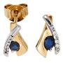 Ohrstecker 333 Gelbgold bicolor 10 Zirkonia 2 Saphire blau Ohrringe 