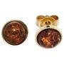 Ohrstecker rund 333 Gelbgold 2 Bernsteine orange Bernsteinohrringe 