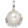 Anh�nger 585 Wei�gold 1 S��wasser Perle 8 Diamanten Perlen Anh�nger