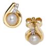 Ohrstecker 333 Gelbgold bicolor 2 S��wasserperlen Perlen 4 Zirkonia 