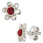 Kinder Ohrstecker Blume 925 Silber 2 Glassteine rot Kinderohrringe 