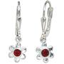 Kinder Boutons Blume 925 Silber 2 rote Glassteine Ohrringe Ohrh�nger 