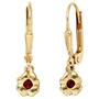 Kinder Boutons Blume 333 Gold Gelbgold 2 Rubine rot Ohrringe 