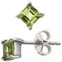 Ohrstecker quadratisch 925 Sterling Silber rhodiniert 2 Peridote gr�n Ohrringe 