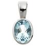 Anh�nger oval 925 Sterling Silber rhodiniert 1 Blautopas hellblau blau 