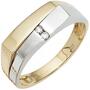 Herren Ring 585 Gelbgold Wei�gold mattiert, 2 Diamanten (Gr��e: 64) 