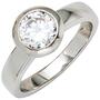 Damen Ring aus 925 Sterling Silber, rhodiniert mit 1 Zirkonia (Gr��e: 60) 