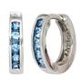 Creolen rund 925 Sterling Silber rhodiniert 10 Zirkonia blau Ohrringe 