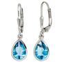 Boutons 925 Sterling Silber rhodiniert 2 Zirkonia blau Ohrh�nger 