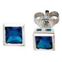 Ohrstecker 925 Silber rhodiniert 2 Zirkonia blau Ohrringe 
