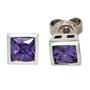 Ohrstecker quadratisch 925 Sterling Silber 2 Zirkonia lila Ohrringe 