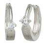 Creolen 925 Sterling Silber eismatt 2 Zirkonia Ohrringe Silbercreolen 